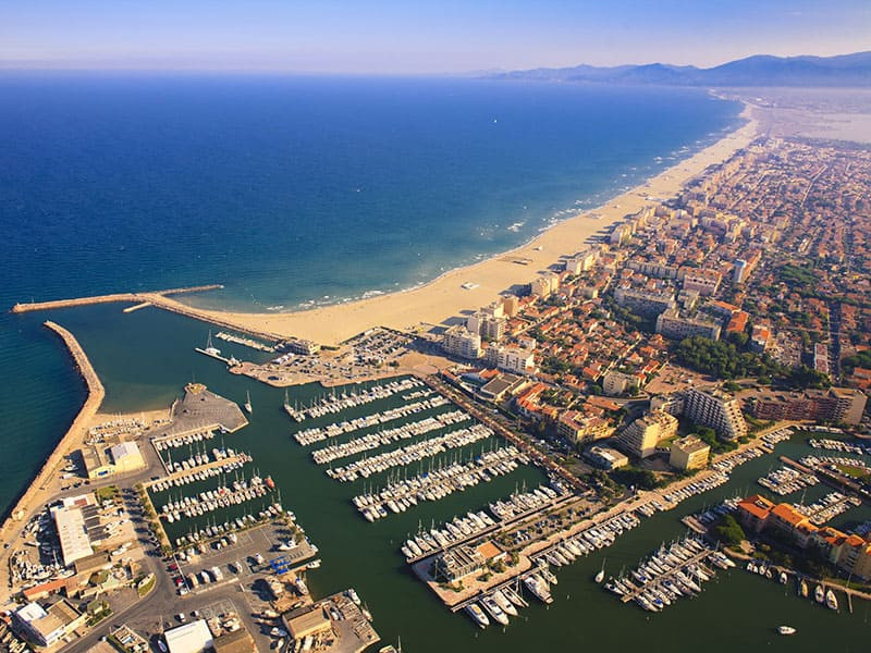 Vue aérienne de la plage de Canet en Roussillon